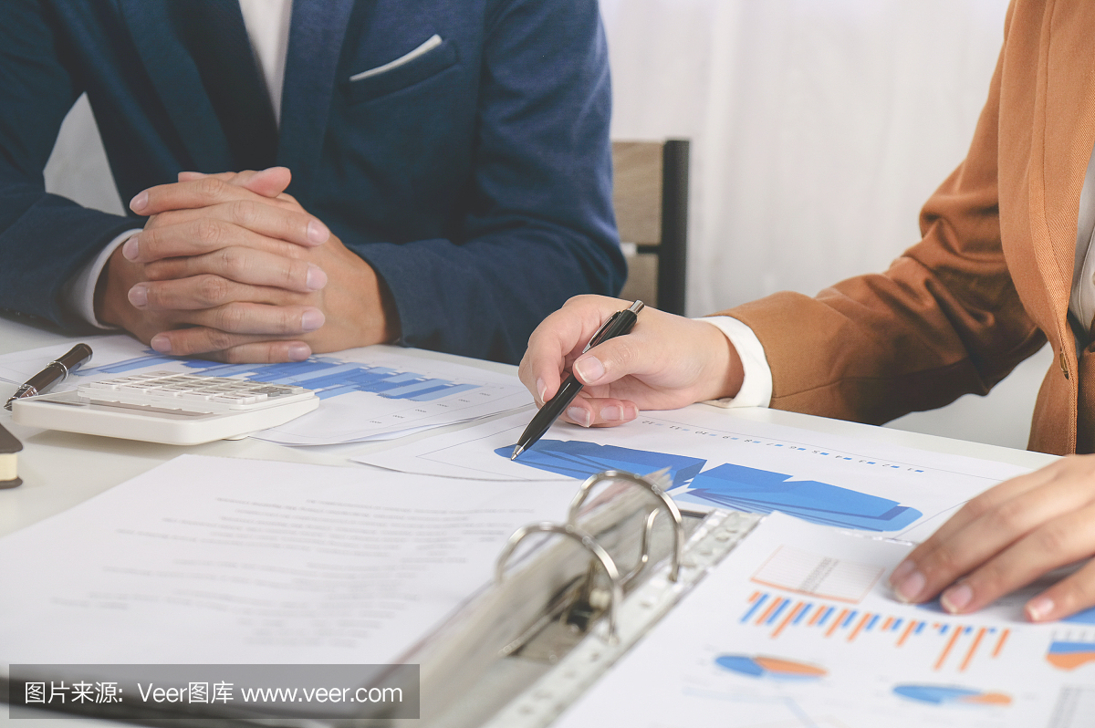 商務主管在辦公室進行業績銷售的咨詢談判會議。